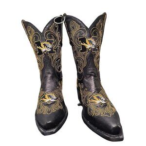 Women’s Mizzou Tiger Embroidered Distressed Gameday Cowgirl Boots, NWT Size 6.5‎
